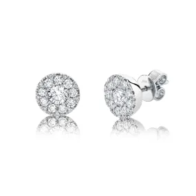 14K Gold 0.50 Carat Total Weight Diamond Halo Stud Earrings