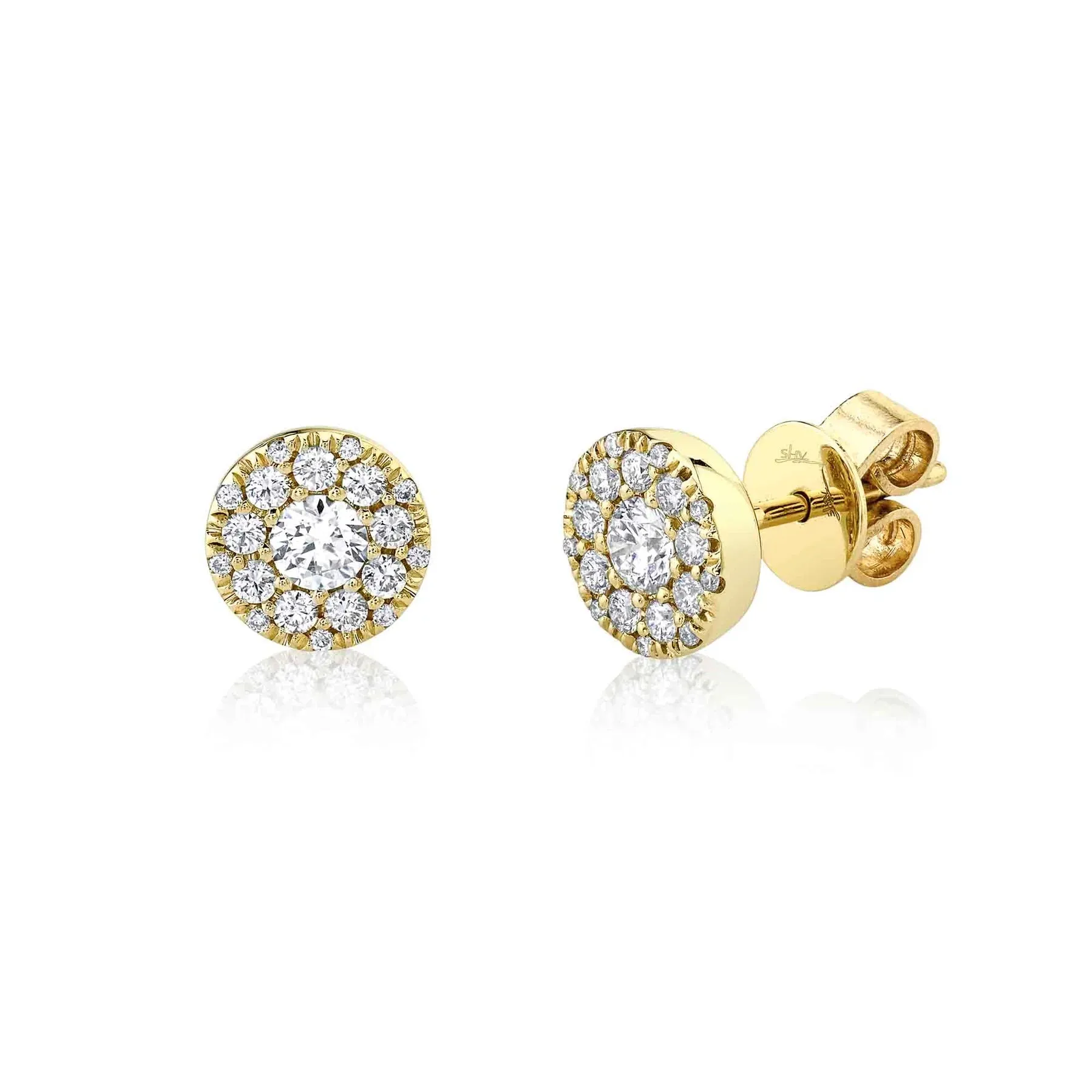 14K Gold 0.50 Carat Total Weight Diamond Halo Stud Earrings