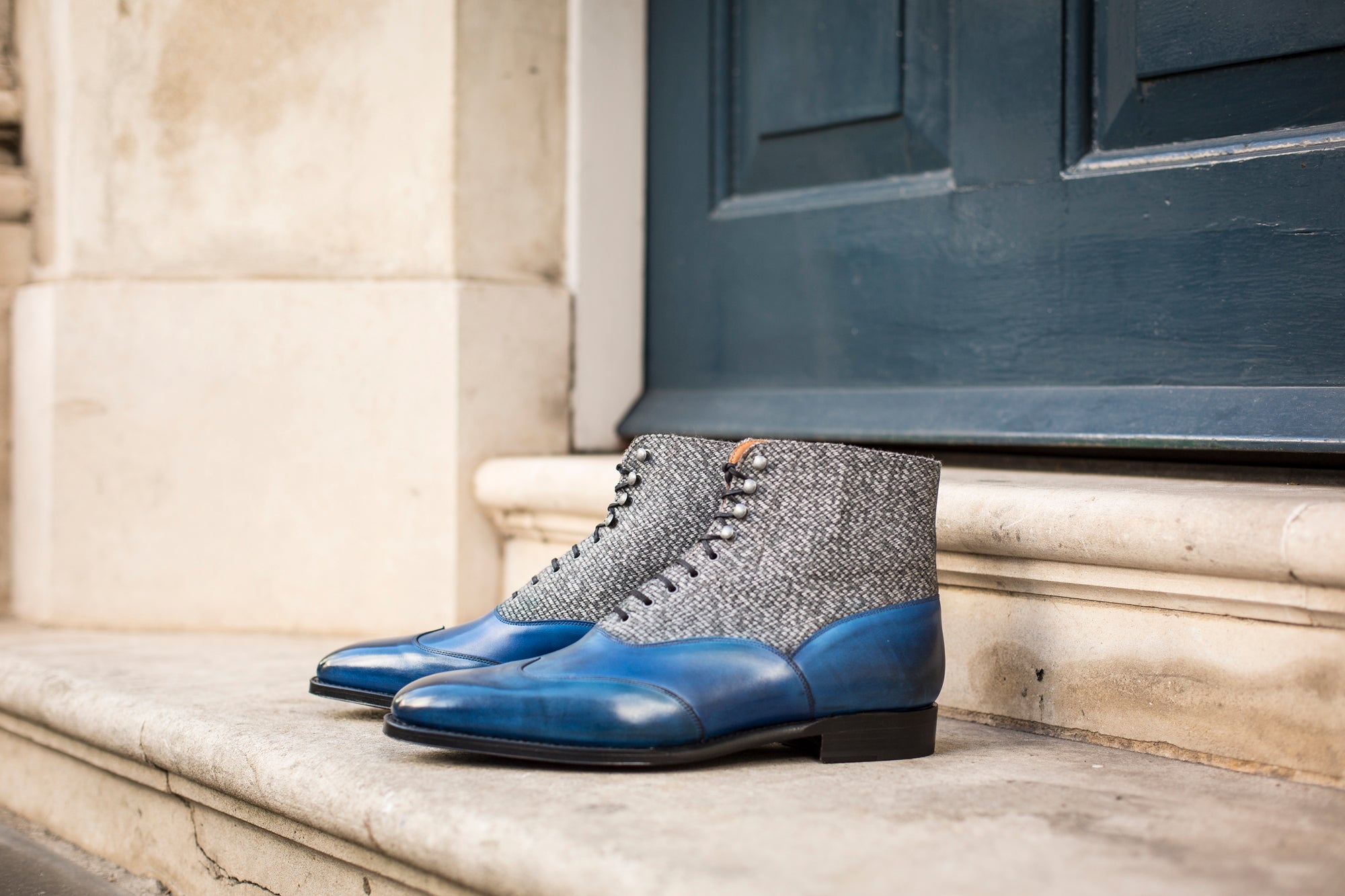 Alexander - MTO - Sky Blue Calf / Grey Poulsbo - LPB Last - Single Leather Sole