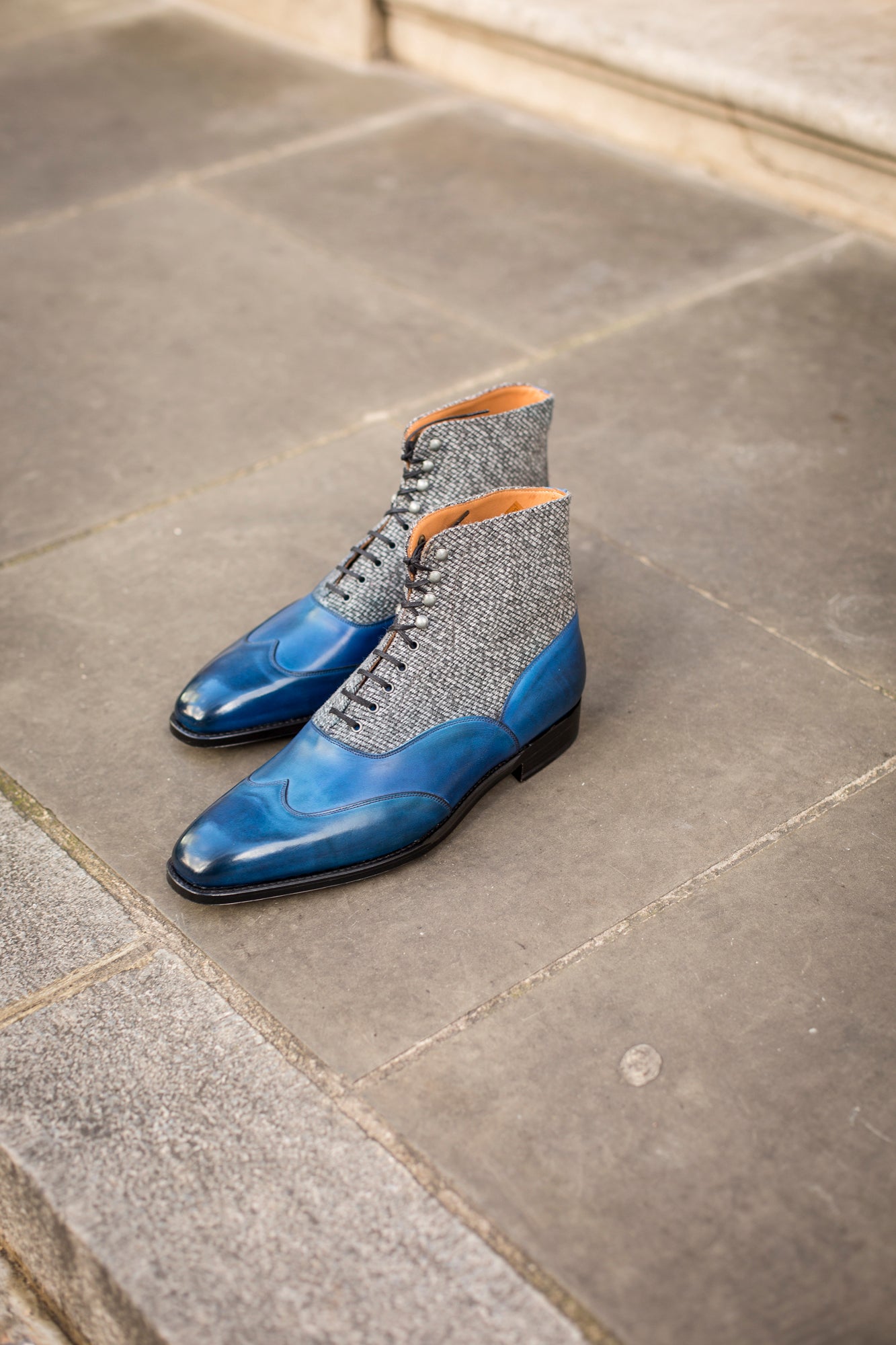 Alexander - MTO - Sky Blue Calf / Grey Poulsbo - LPB Last - Single Leather Sole