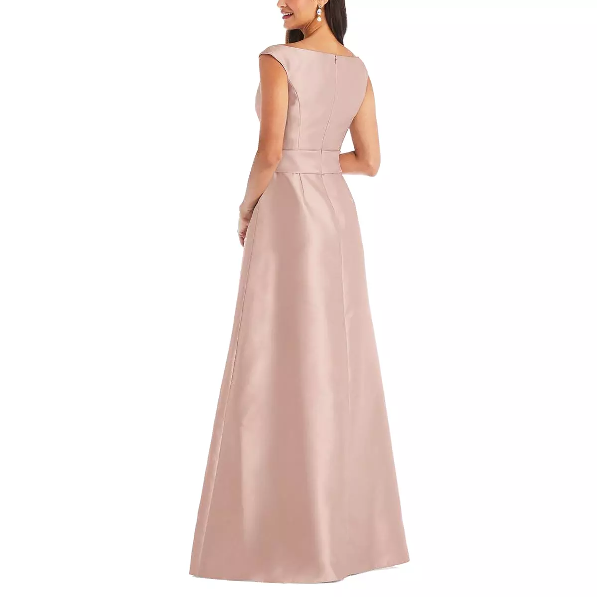 Alfred Sung Womens Satin Off The Shoulder Evening Dress