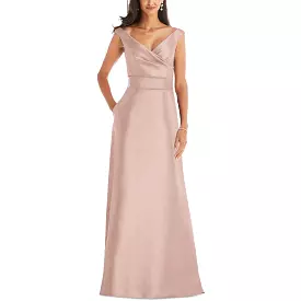 Alfred Sung Womens Satin Off The Shoulder Evening Dress