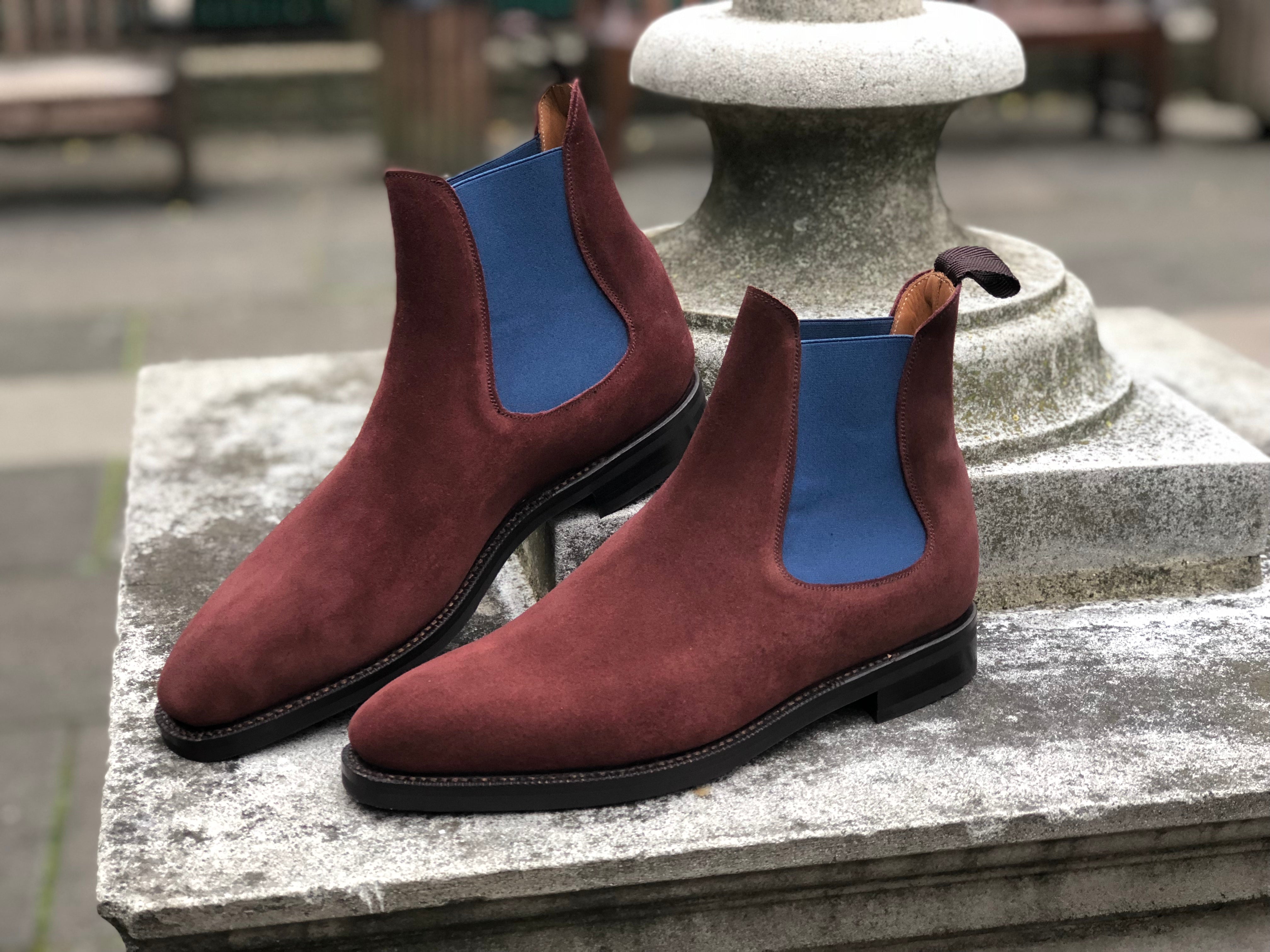 Alki - MTO - Burgundy Suede / Blue Gore - LPB Last - Double City Rubber Sole