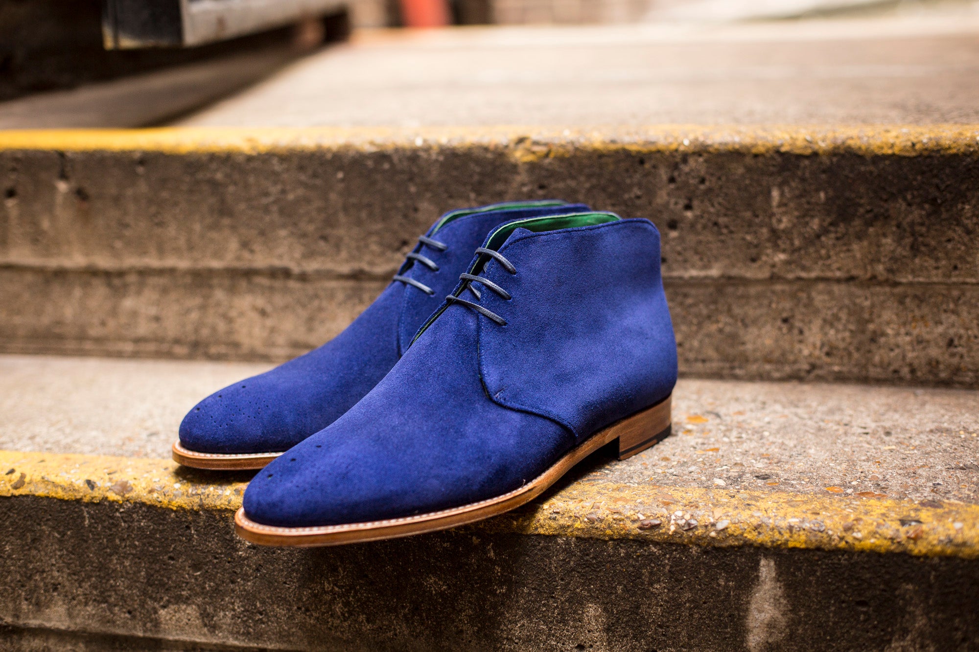 Ballard - MTO - Vivid Blue Suede - TMG Last - Natural Single Leather Sole