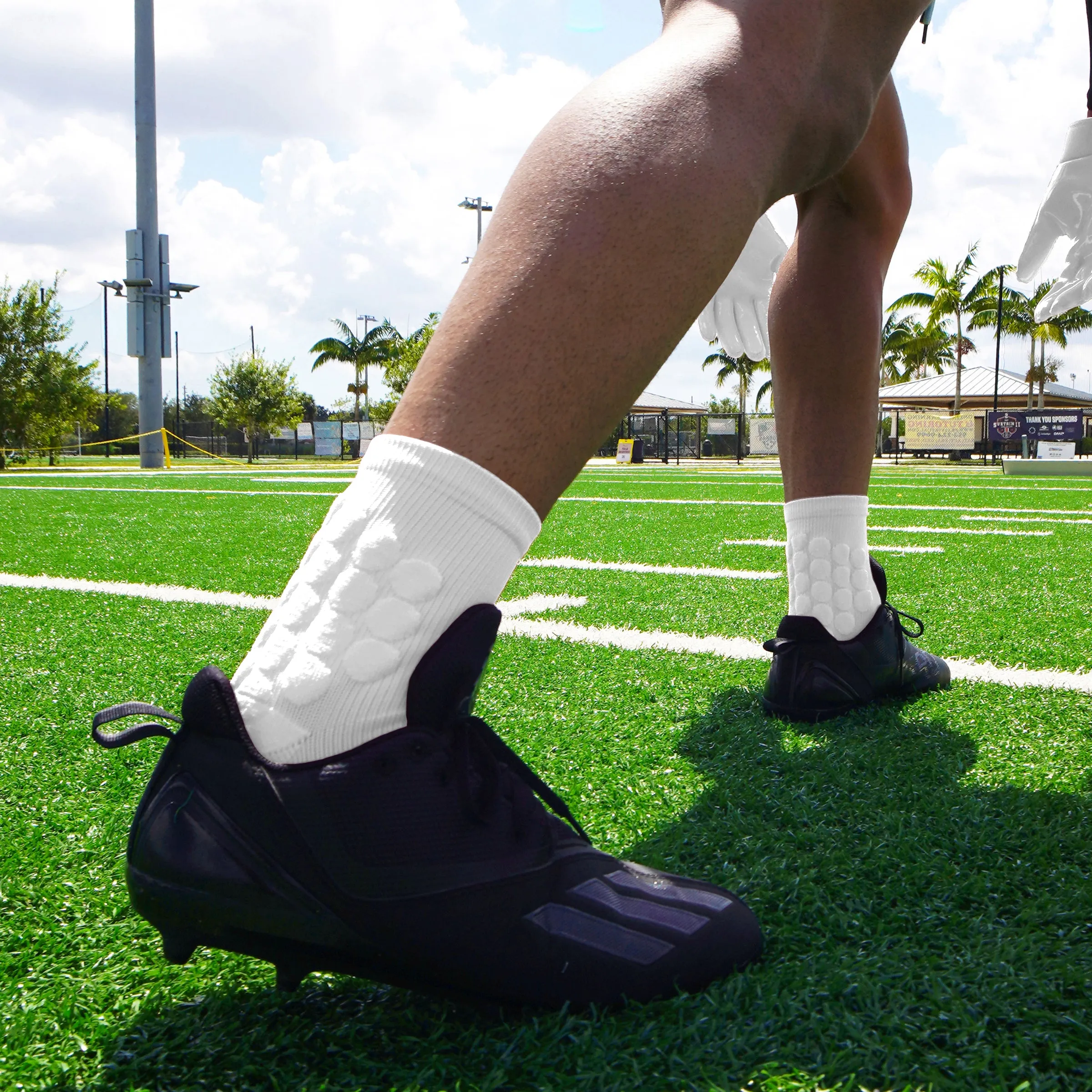 Basic White Football Padded Short Socks