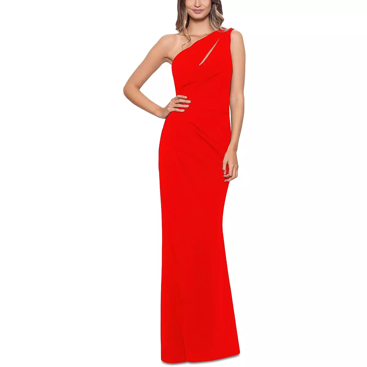 Betsy & Adam Womens Georgette Cut-Out Evening Dress