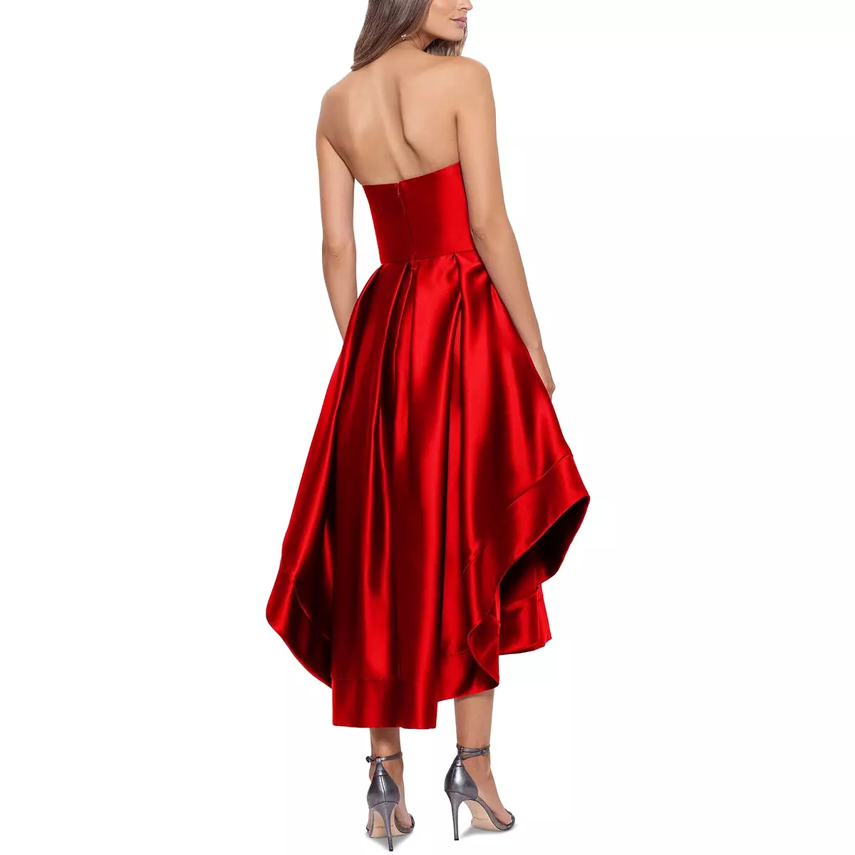 Betsy & Adam Womens Satin Strapless Evening Dress