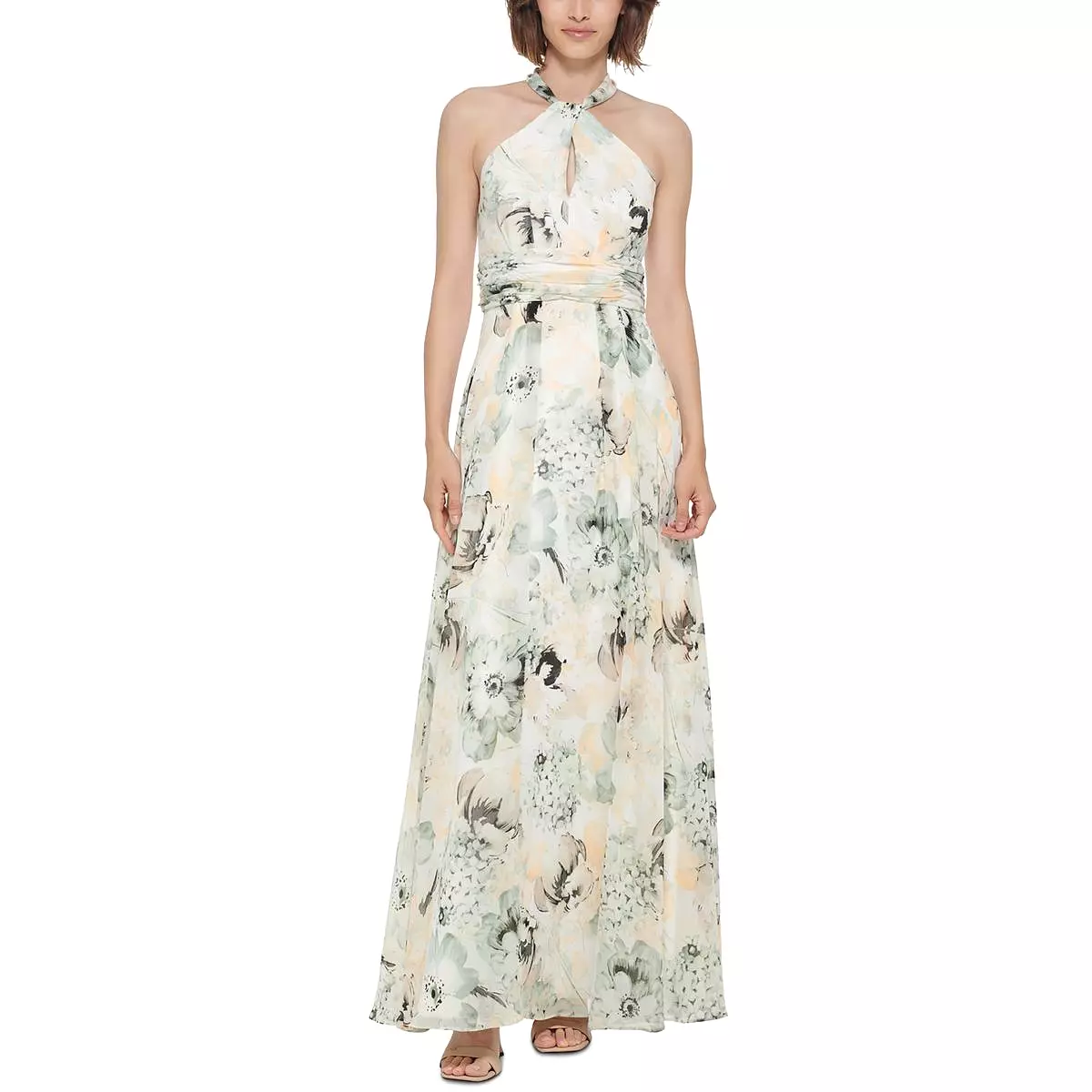 Calvin Klein Womens Chiffon Floral Evening Dress