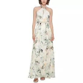 Calvin Klein Womens Chiffon Floral Evening Dress