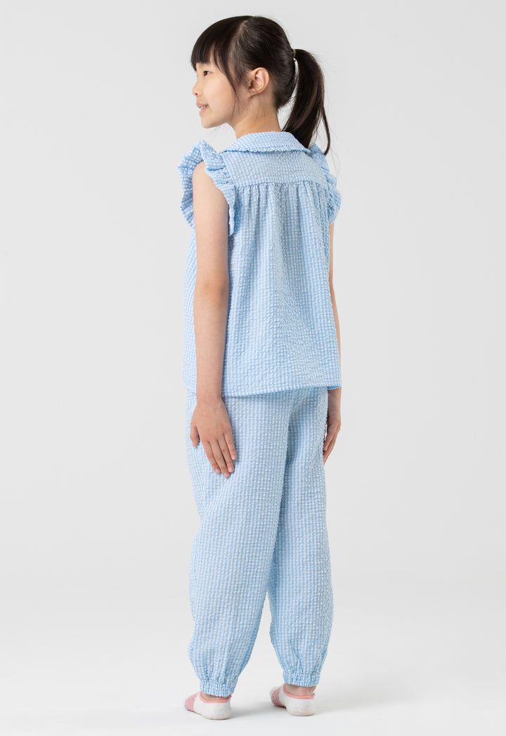 Chequered Ruffled Details Pajama Set