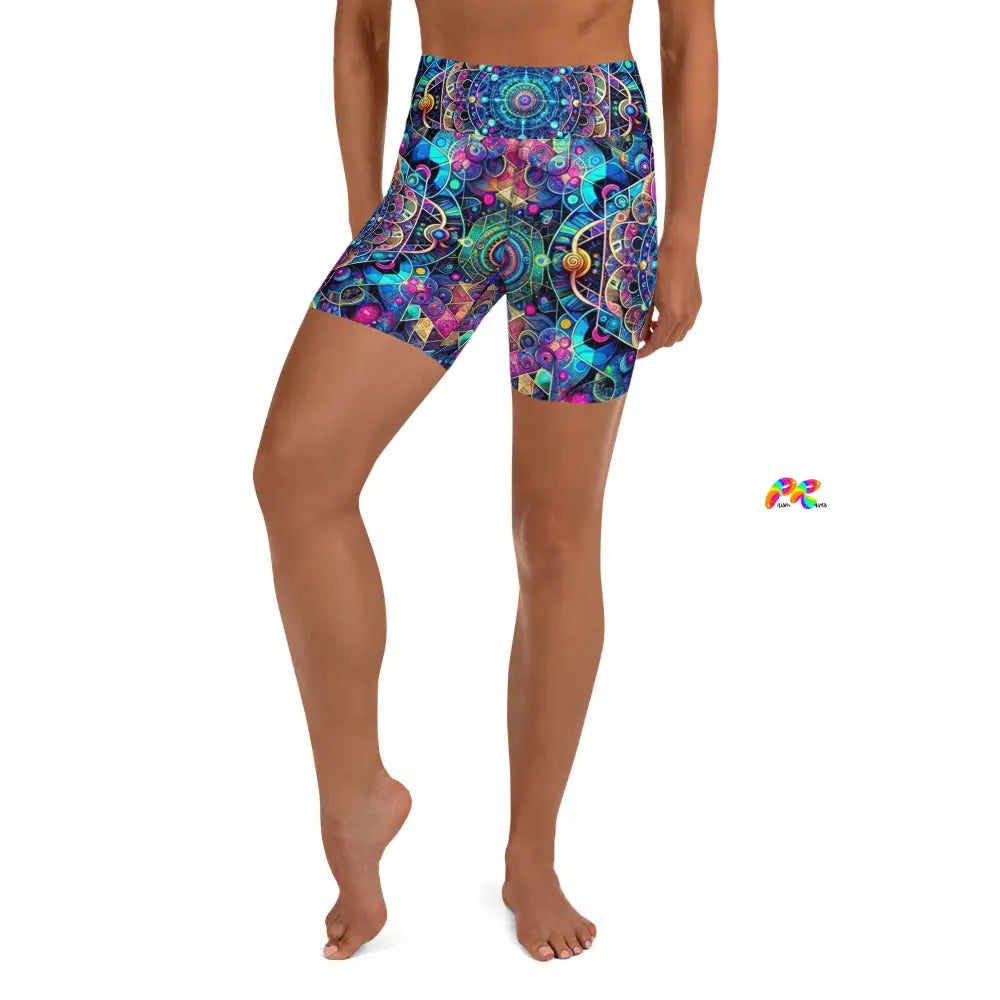 Cosmic Vortex Rave Yoga Shorts