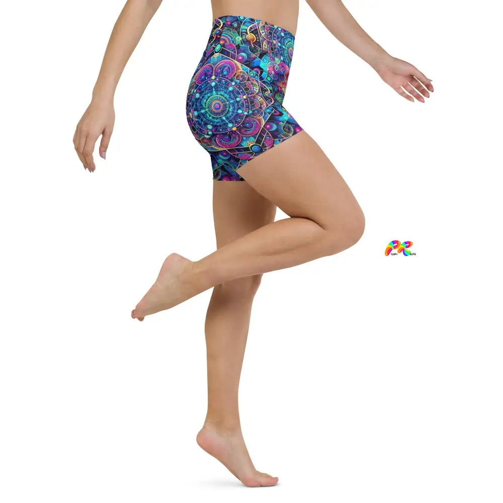 Cosmic Vortex Rave Yoga Shorts