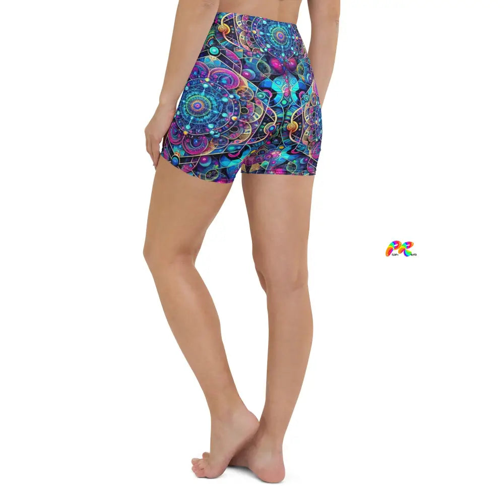 Cosmic Vortex Rave Yoga Shorts