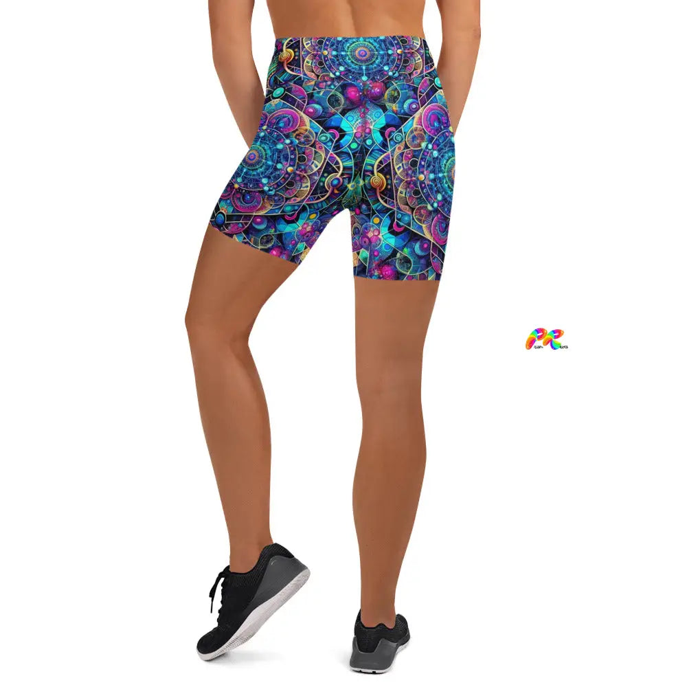 Cosmic Vortex Rave Yoga Shorts