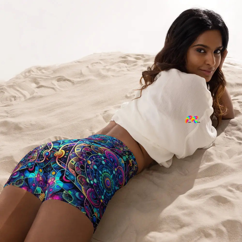 Cosmic Vortex Rave Yoga Shorts