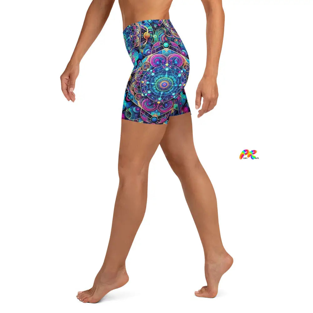 Cosmic Vortex Rave Yoga Shorts