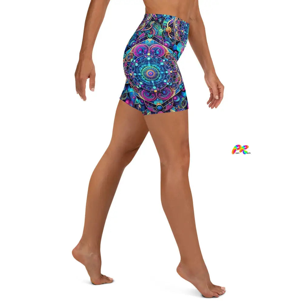 Cosmic Vortex Rave Yoga Shorts