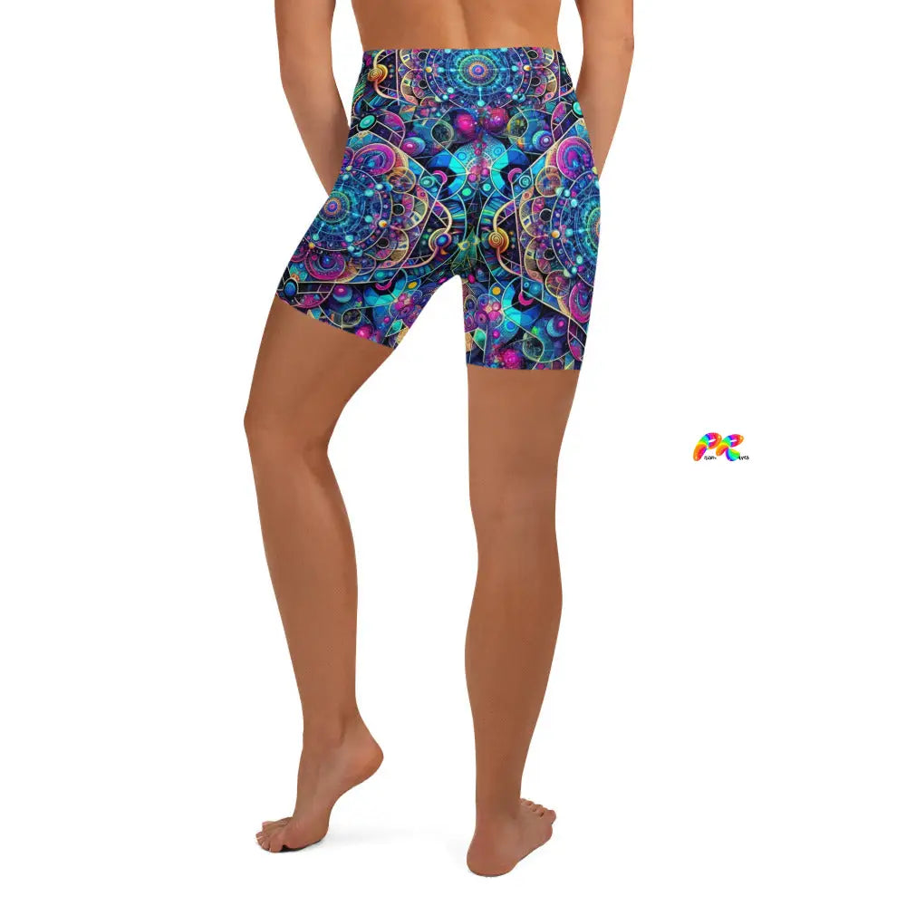 Cosmic Vortex Rave Yoga Shorts