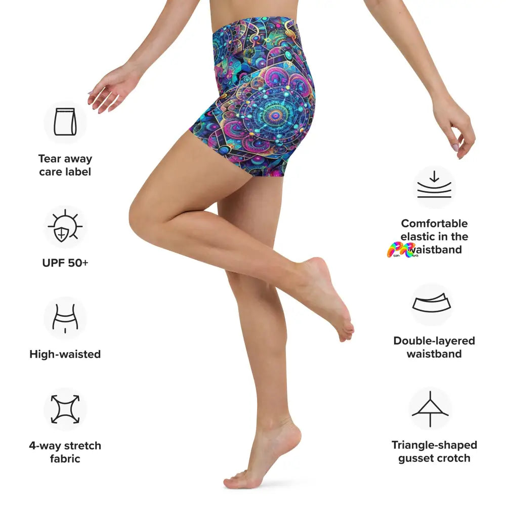 Cosmic Vortex Rave Yoga Shorts