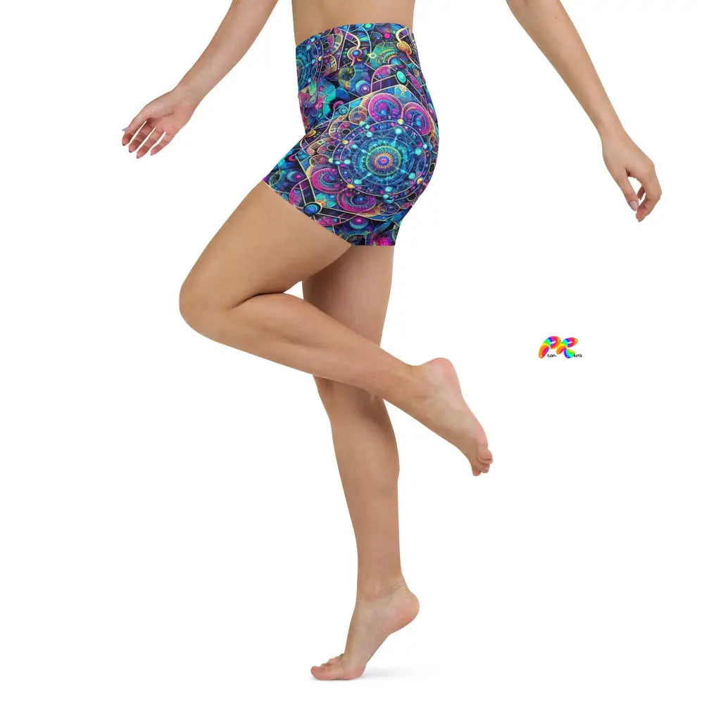 Cosmic Vortex Rave Yoga Shorts