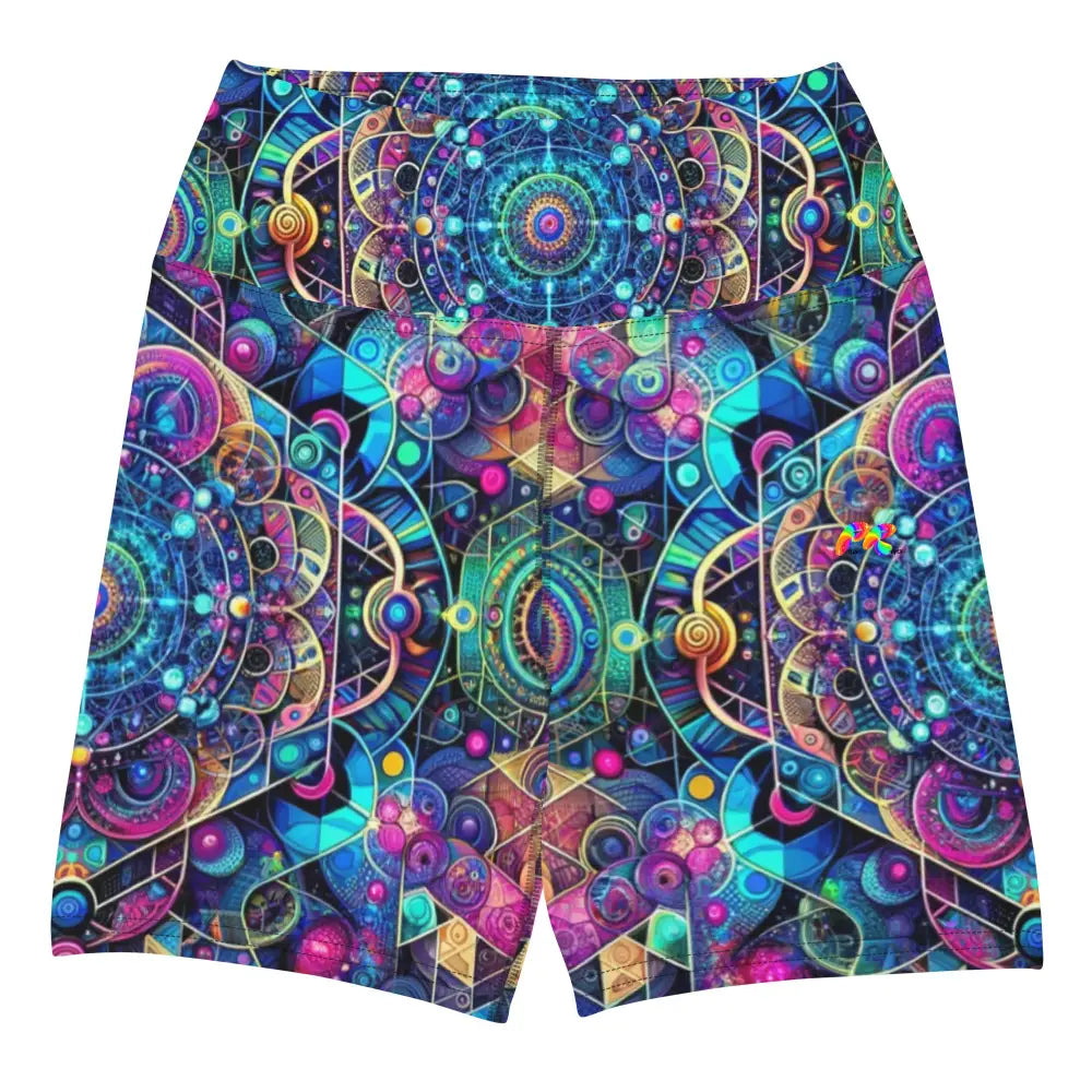 Cosmic Vortex Rave Yoga Shorts