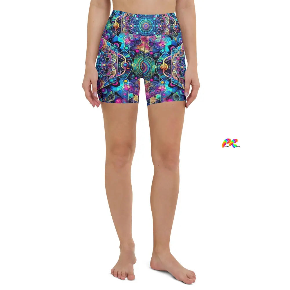 Cosmic Vortex Rave Yoga Shorts