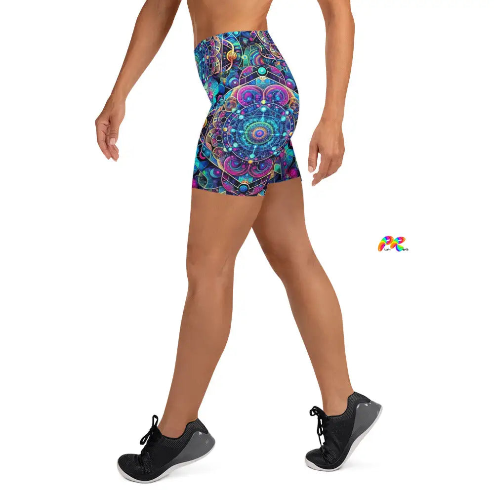 Cosmic Vortex Rave Yoga Shorts