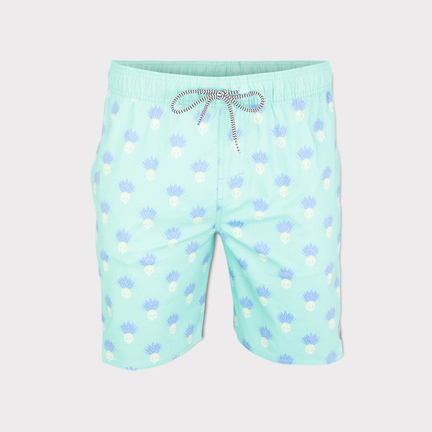 Cousin Skully Stretch Shorts Aqua