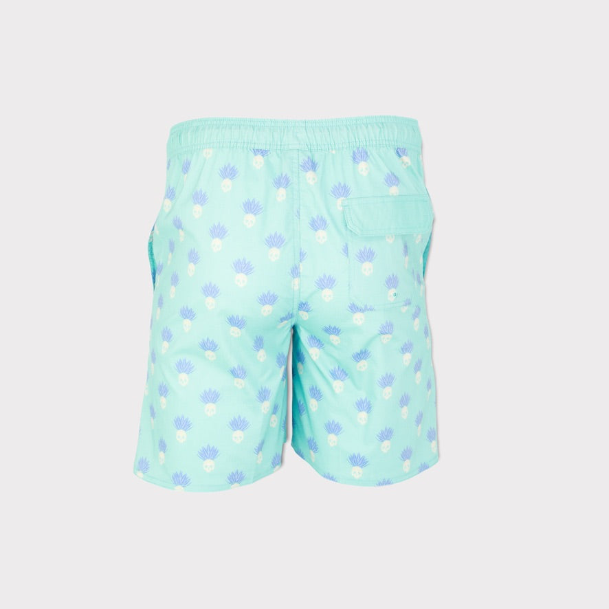 Cousin Skully Stretch Shorts Aqua