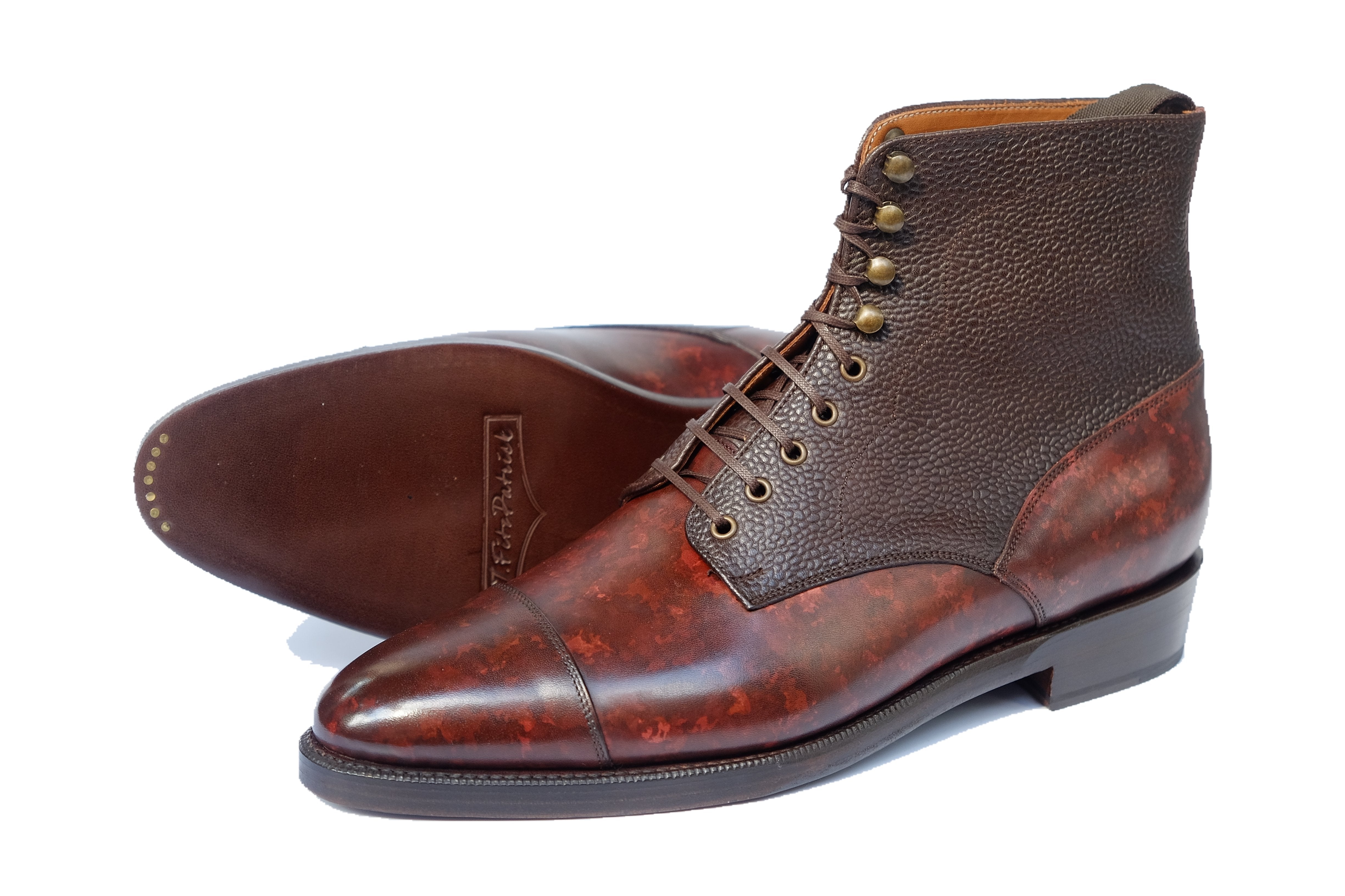 Delridge - MTO - Walnut Marble Patina / Dark Brown Scotch Grain - TMG Last - Double Leather Sole