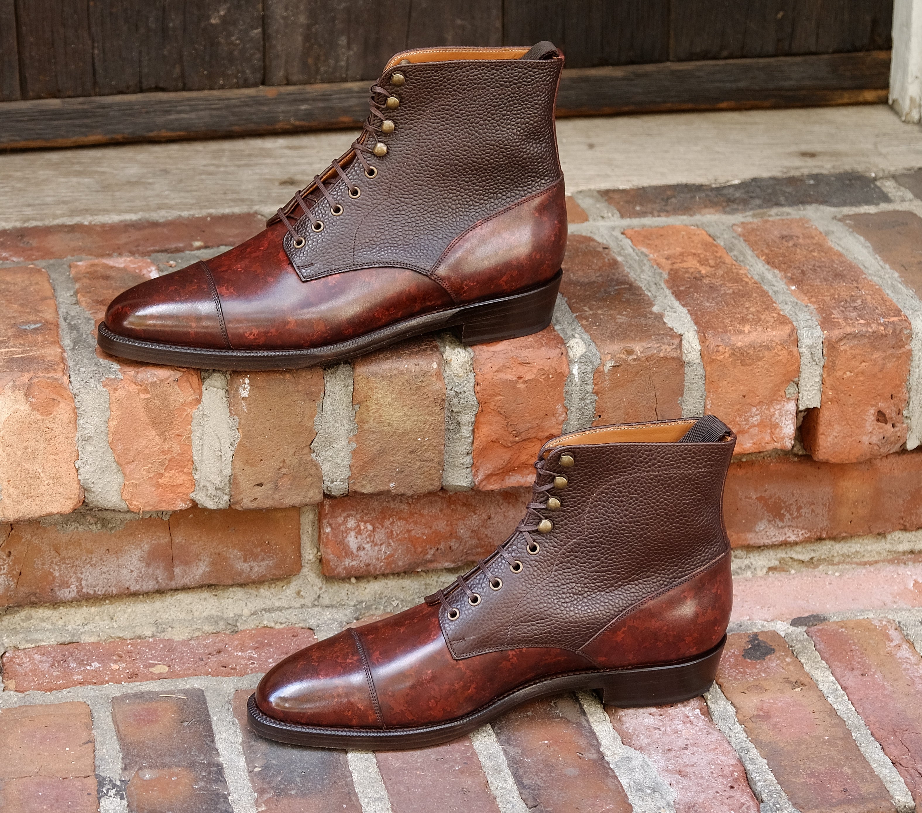 Delridge - MTO - Walnut Marble Patina / Dark Brown Scotch Grain - TMG Last - Double Leather Sole