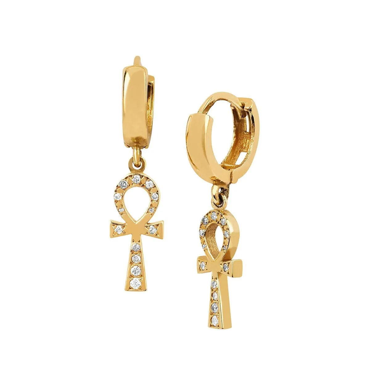 Diamond Eternal Ankh Cross Earrings