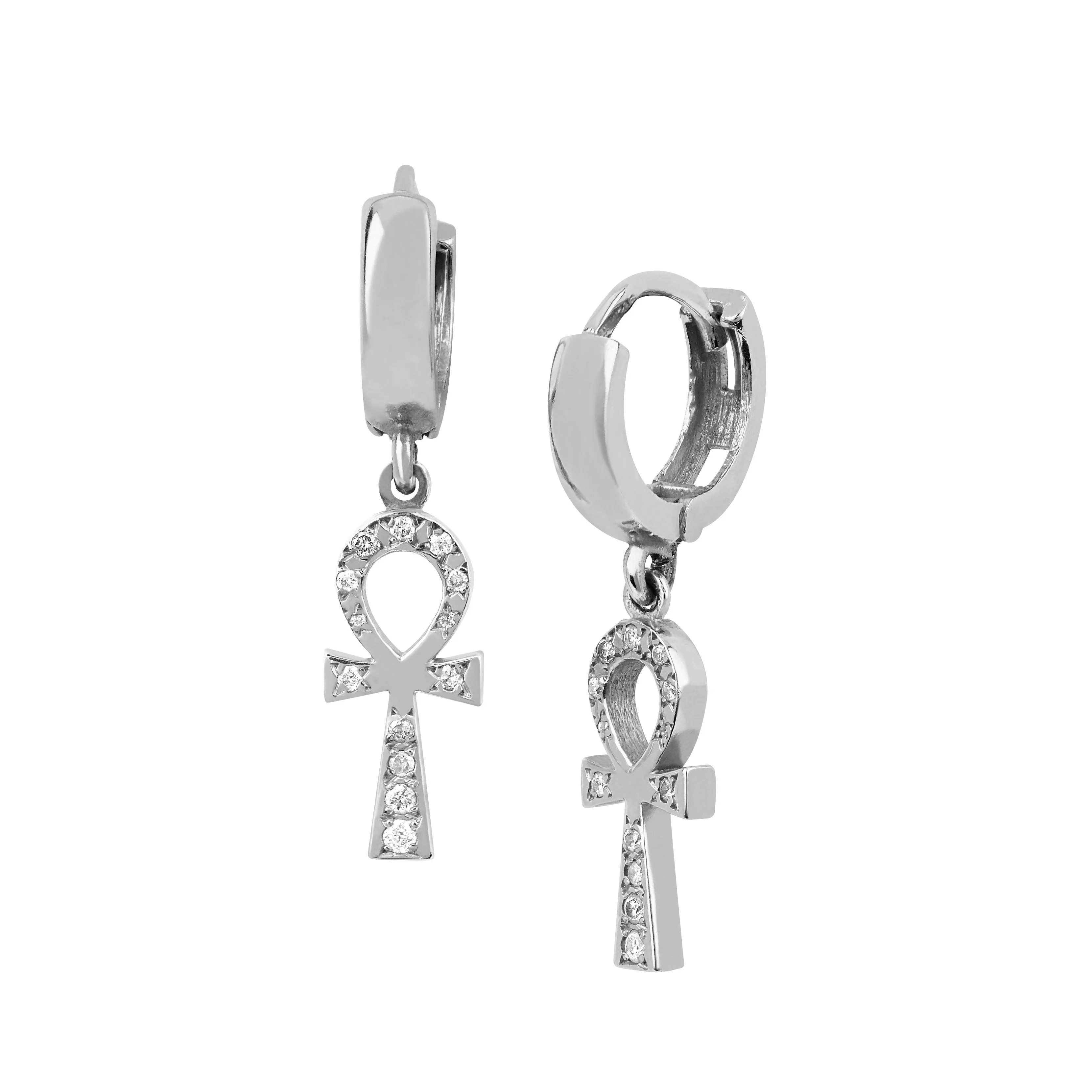 Diamond Eternal Ankh Cross Earrings