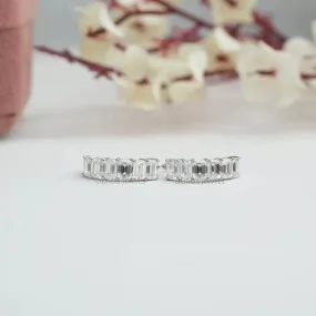 Emerald Cut Lab Grown Diamond  Hoop Earrings