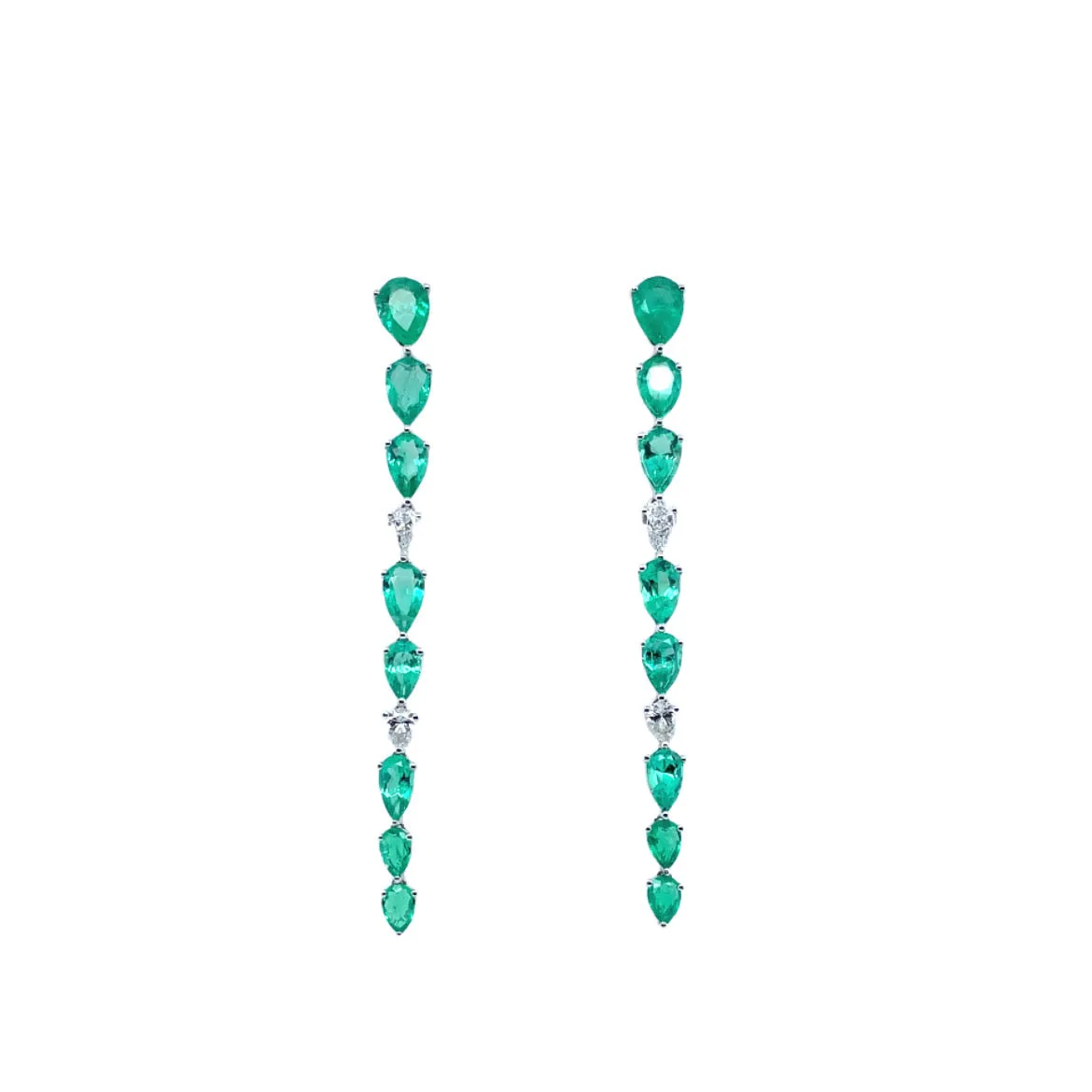 Emerald Graduated Drop Earrings