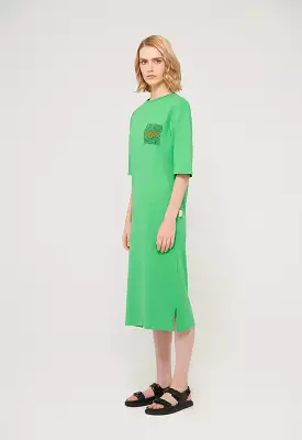 Emoji Embroidered Knitted Long Dress