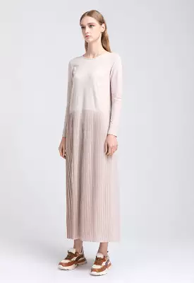 Even Pleated Long Dress