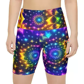 Exotic Neon Rave Yoga Shorts