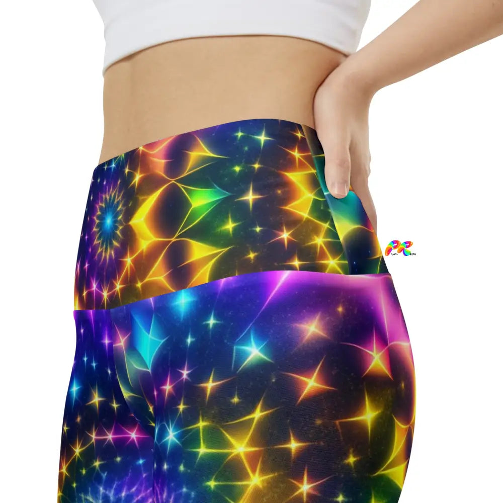 Exotic Neon Rave Yoga Shorts