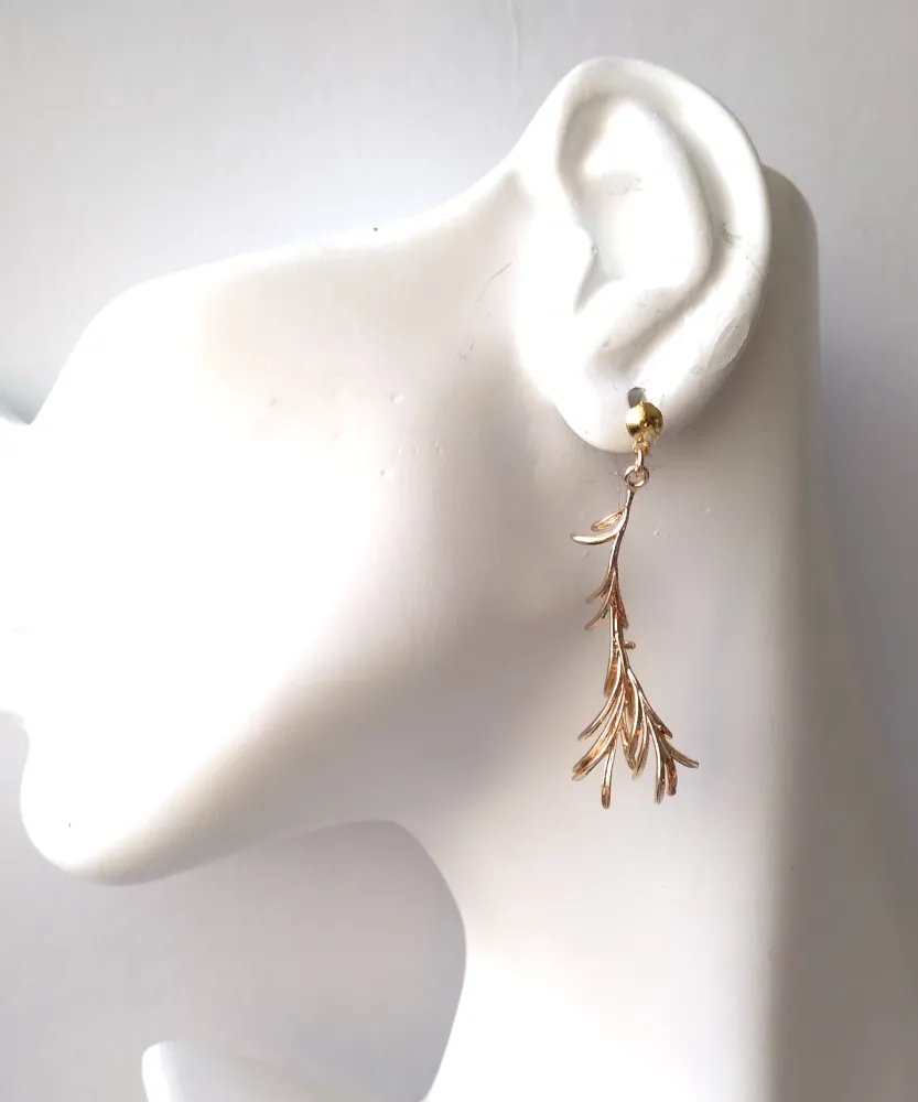 Feather and Bee Asymmetric Earrings