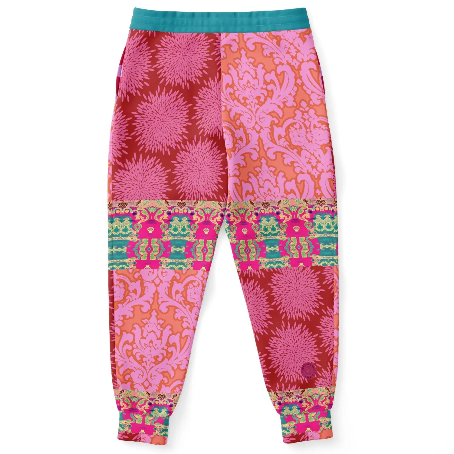 Gypsy Beat Pink Patchwork Unisex Fleece Joggers