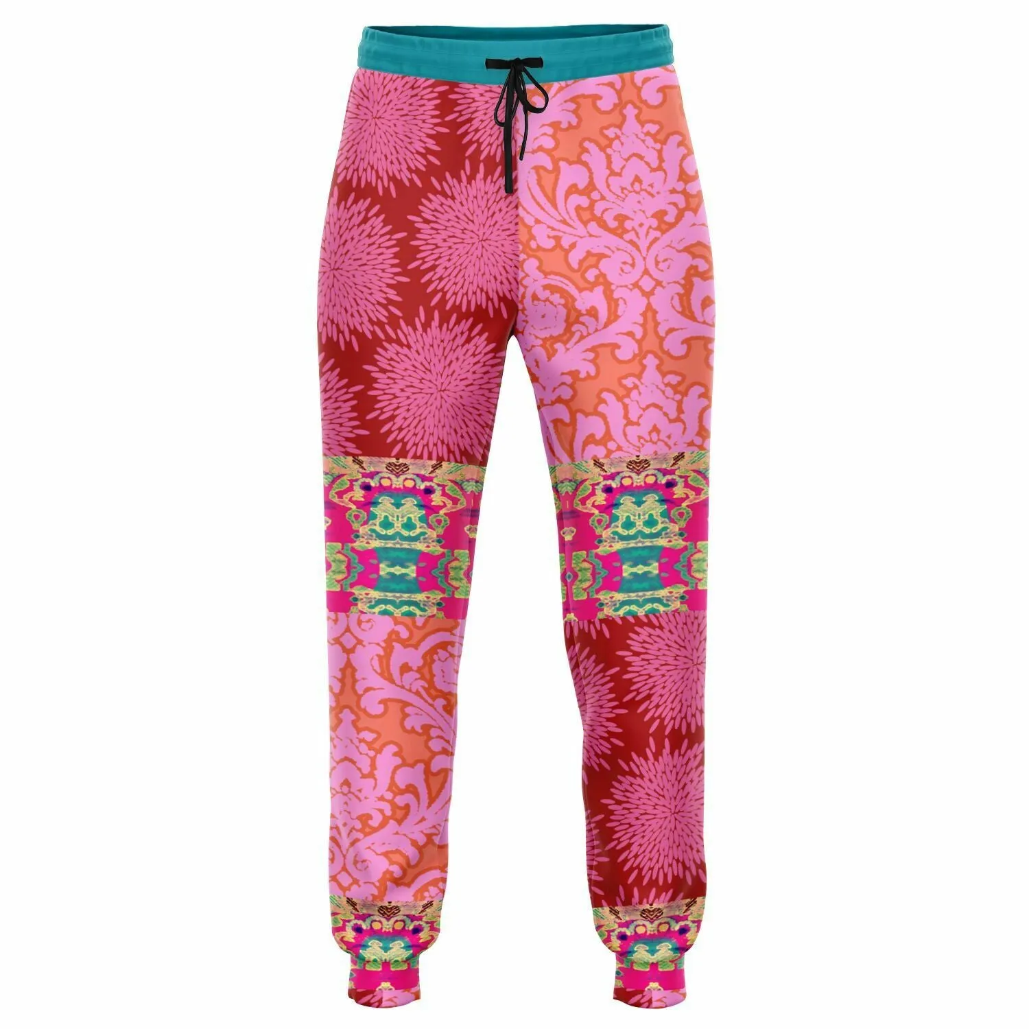 Gypsy Beat Pink Patchwork Unisex Fleece Joggers