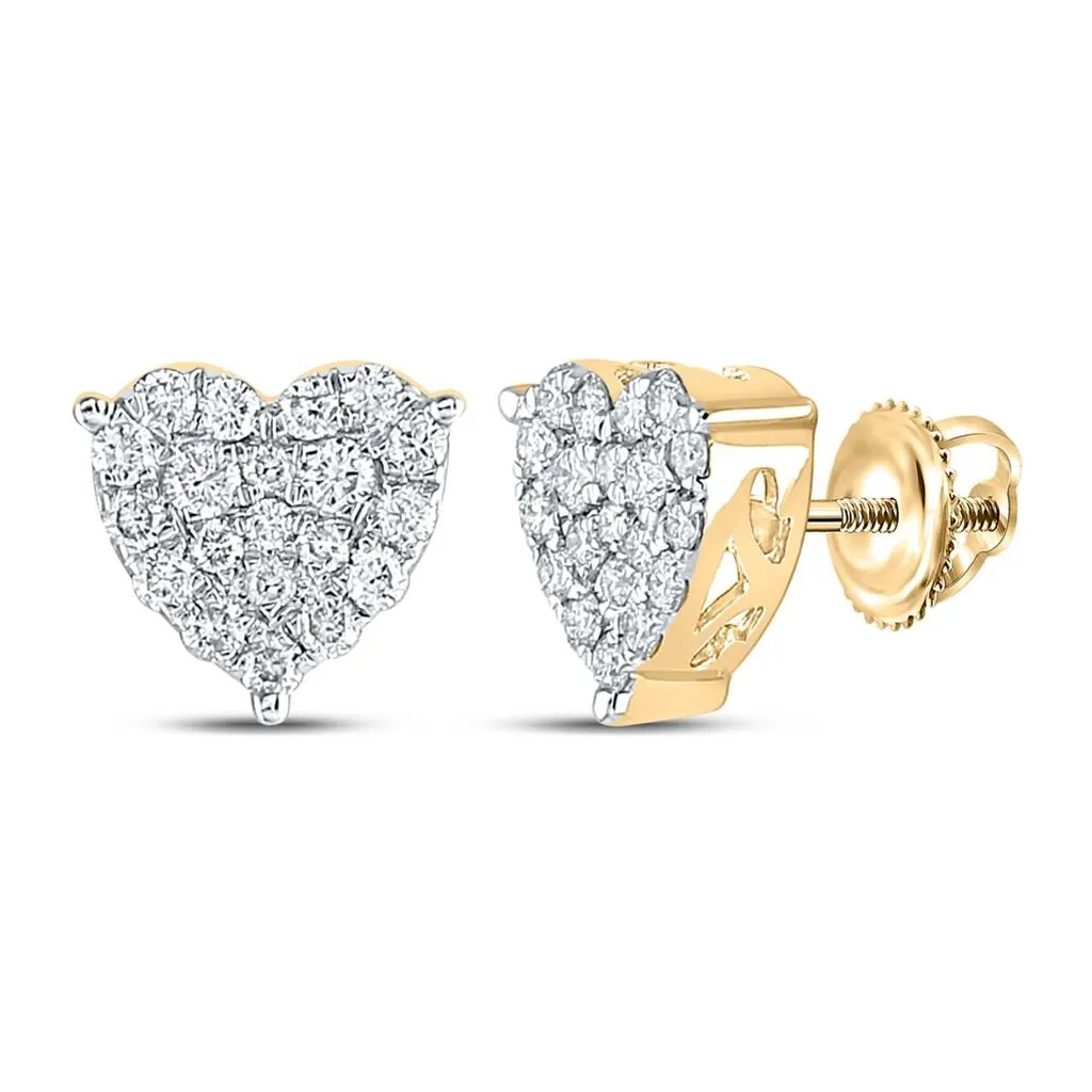 Heart Diamond Earrings 10K Gold | 4 Sizes