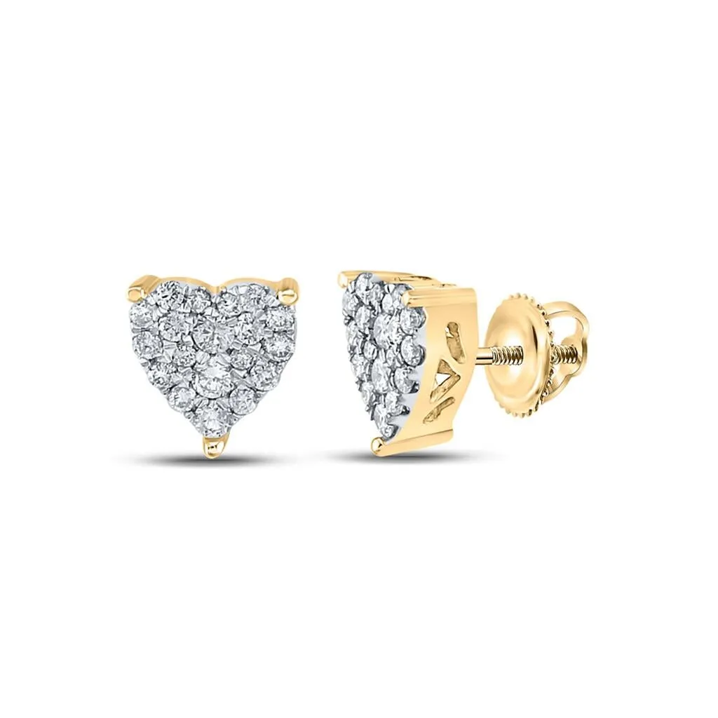 Heart Diamond Earrings 10K Gold | 4 Sizes