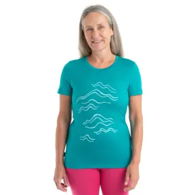 icebreaker Merino T-Shirt Women's 150 Tech Lite II Short Sleeve Crewe T-Shirt Mountain Strokes - Flux Green