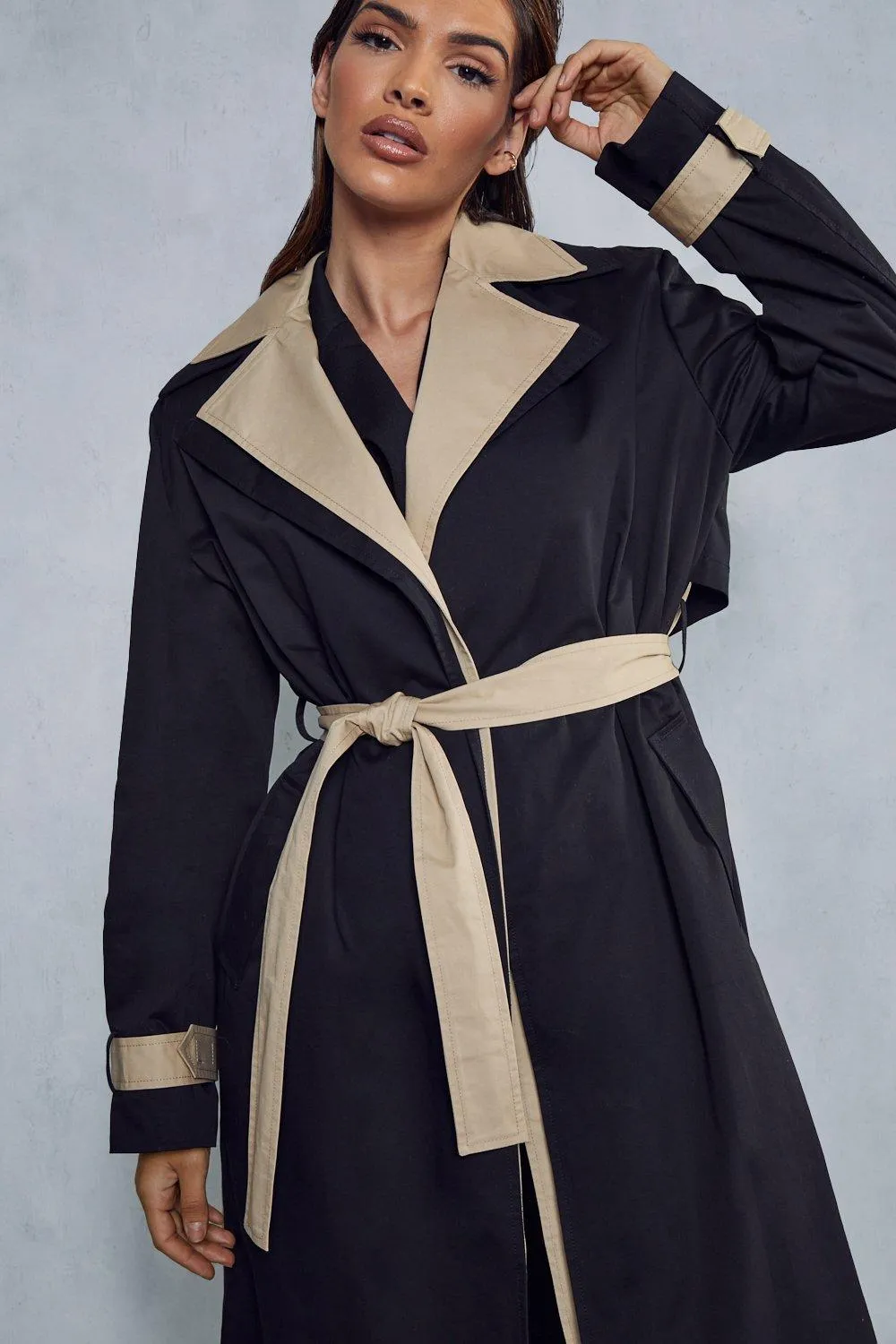 Jackets & Coats | Longline Contrast Trench Coat | MissPap