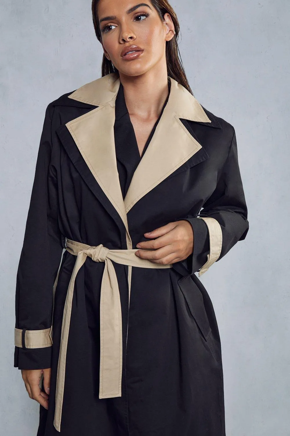 Jackets & Coats | Longline Contrast Trench Coat | MissPap