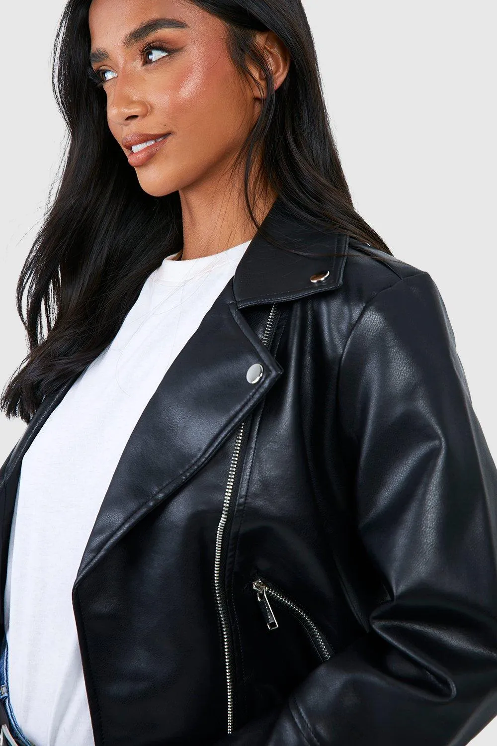 Jackets & Coats | Petite Belted Biker Jacket | boohoo