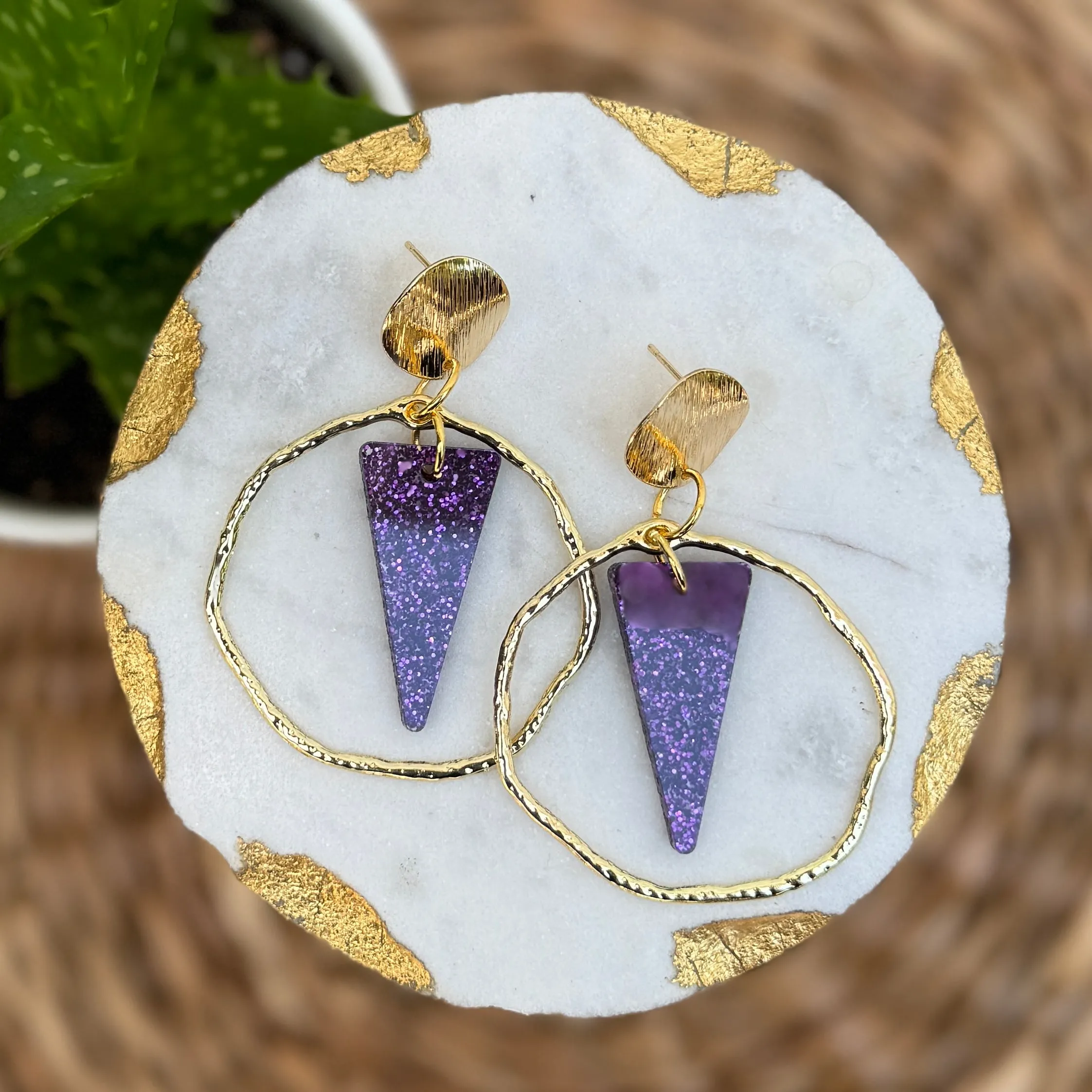 Johnnie Drops - Purple Glitter - Acrylic Earrings