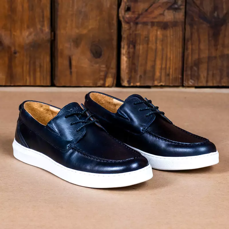 Kingsley Heath S Modern Boat Sneaker Navy/White